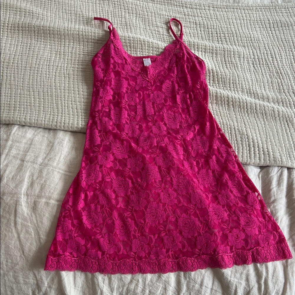 Elegant Pink Lace Slip Dress